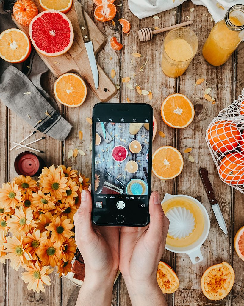 Composición flat lay de cítricos - Fotografía con móviles