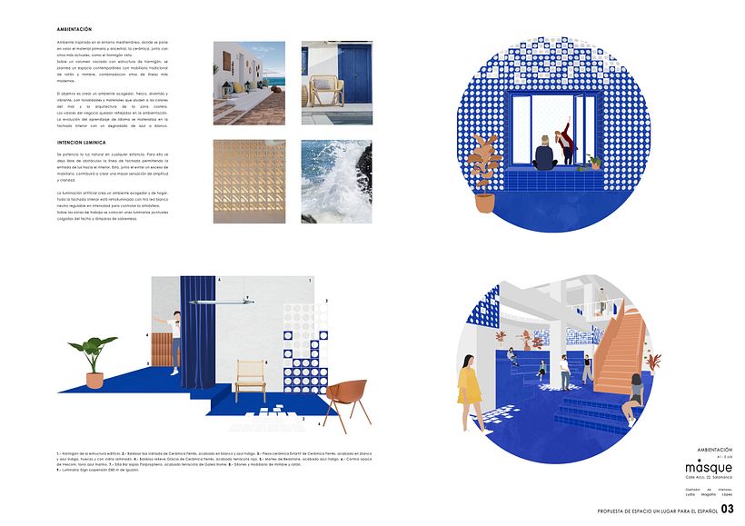 Moodboard e vistas interiores