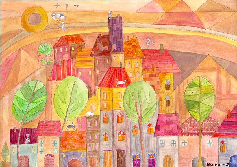 acuarela tipo gouache , en papel