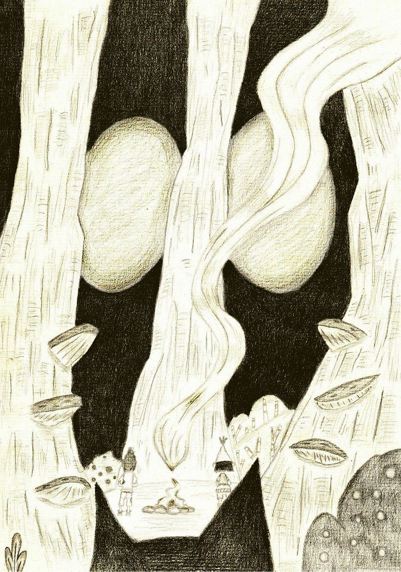 Hansel y Gretel solos en la oscuridad del bosque