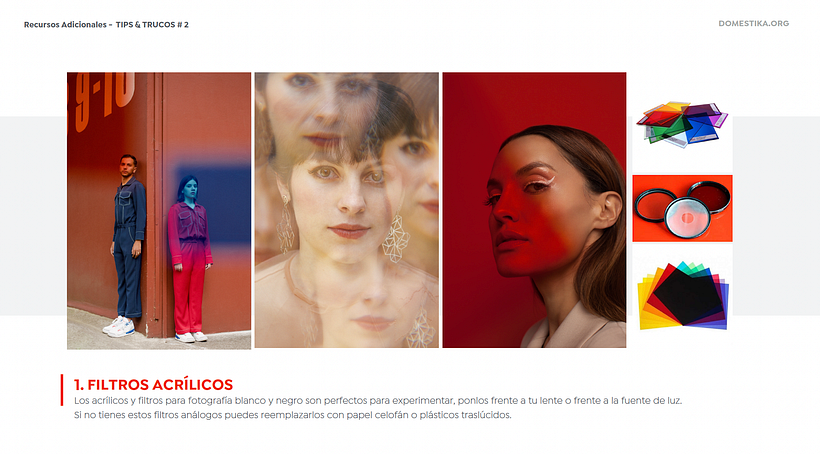 Página de la descarga que repasa los filtros acrílicos.