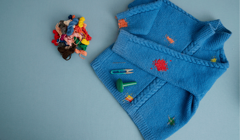 My project in Visible Mending: Colorful Knitwear Repair course 0