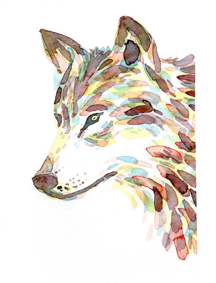 Detalle de los trazos en el retrato del lobo. Julián Ariza.