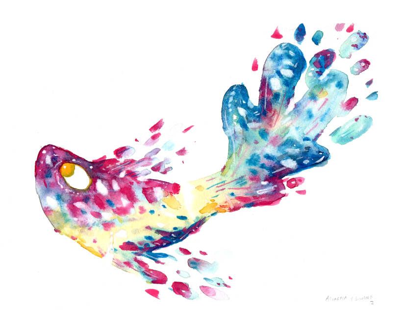 Pez con acuarela y gouache. Julián Ariza.