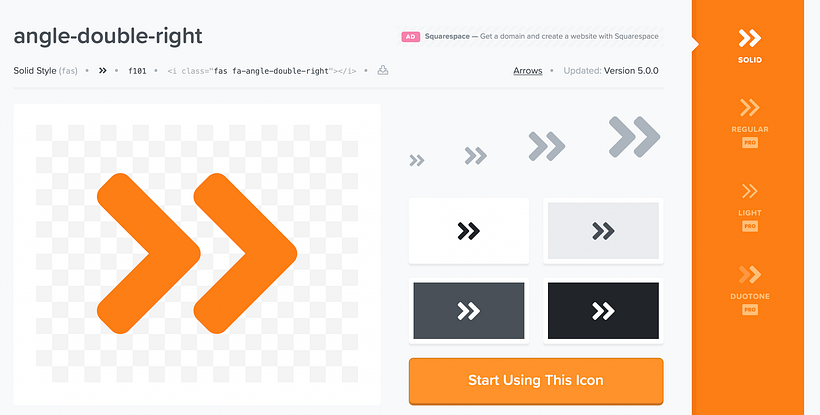 Example of an icon on Font Awesome.