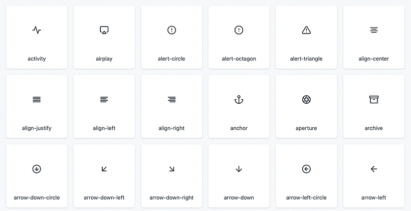 Feather Icons embraces a minimalist style.