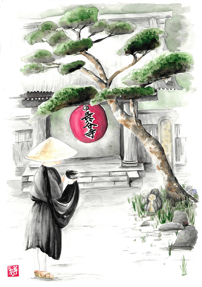 Hasedera and monk