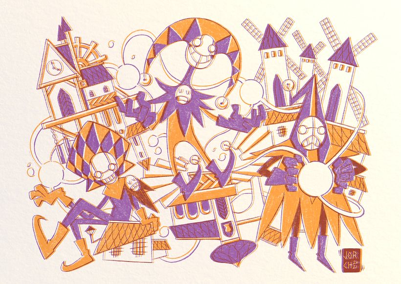 Mi Proyecto del curso: Introducción al grabado ilustrado con Procreate (Arlequines del tiempo) 6