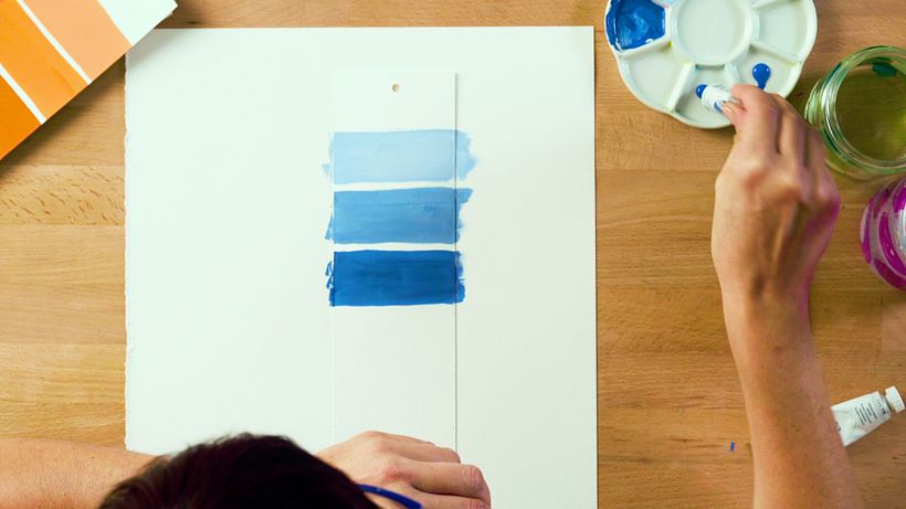 Start painting the light shades onto your color card.