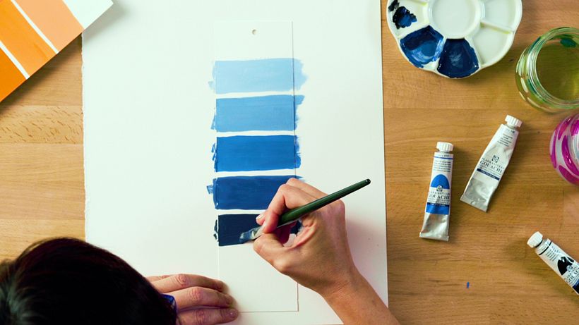 Don’t add too much black, as it quickly darkens your shade.