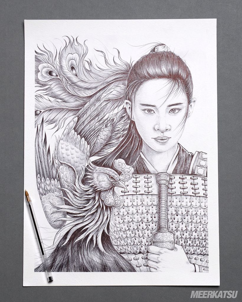 3. This is the completed ballpoint drawing. I used just one Bic biro and I drew this on mixed media paper (not a good choice)