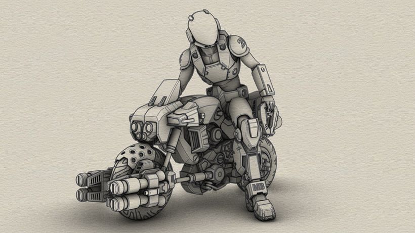 Modelado moto anime retro 4