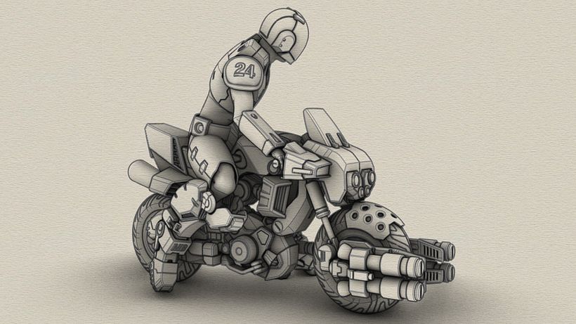 Modelado moto anime retro 5