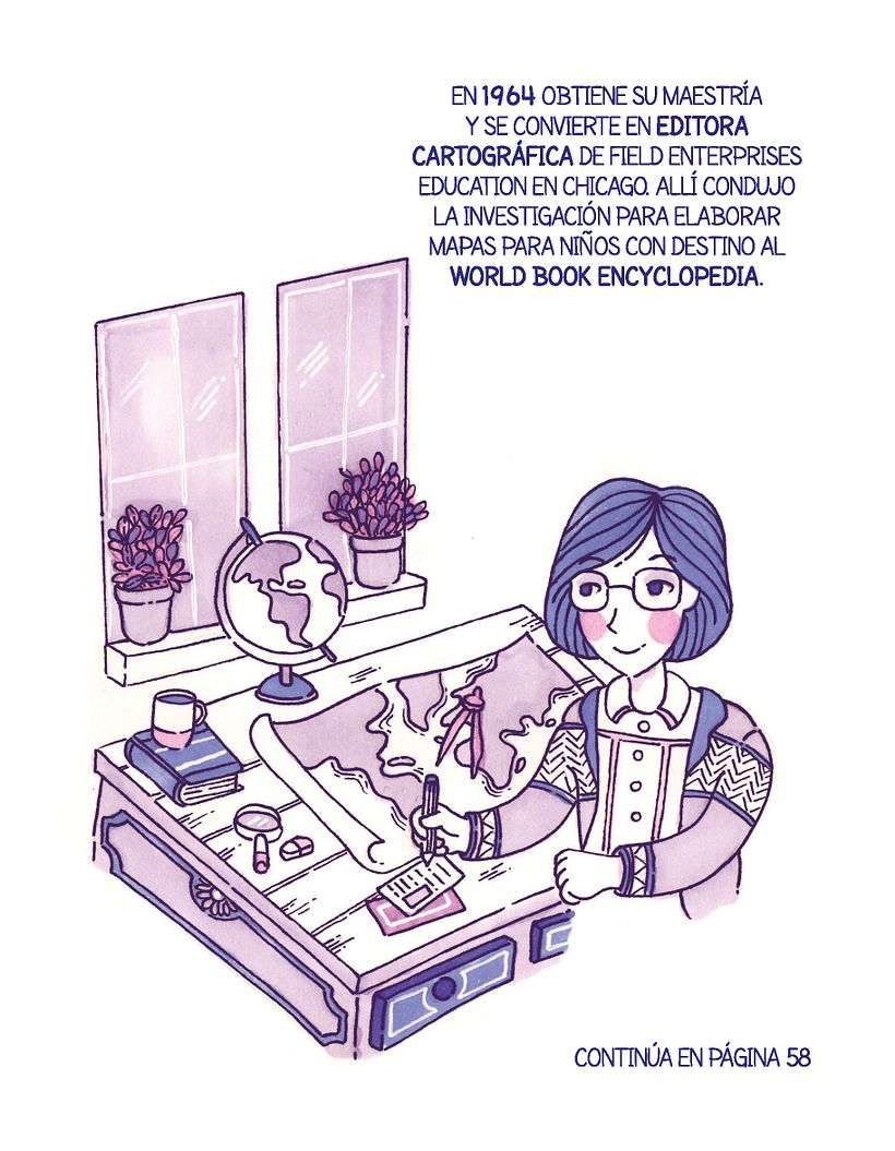 Elaboró mapas para niños en la World Book Encyclopedia.