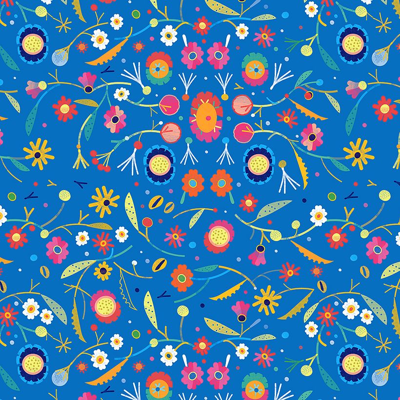 Estampado vectorial con motivos florales.