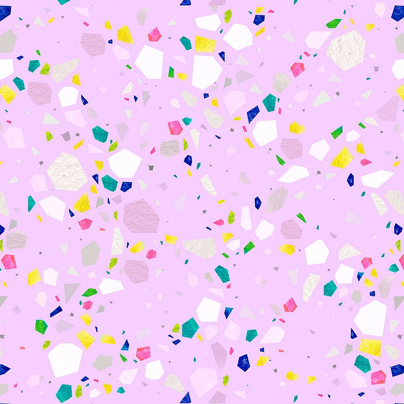 Estampado que combina texturas realizadas con técnicas pictóricas.