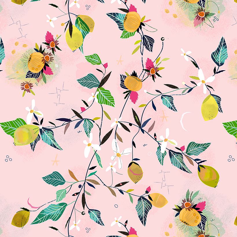 Estampado vectorial que busca un acabado pictórico.