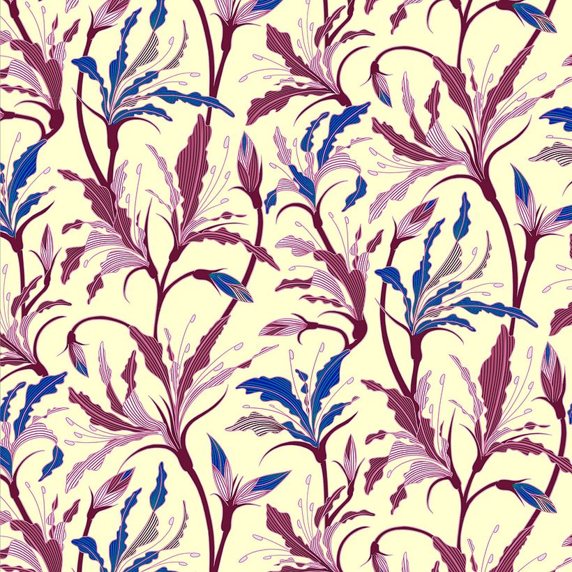 Pattern bordó, azul y crema