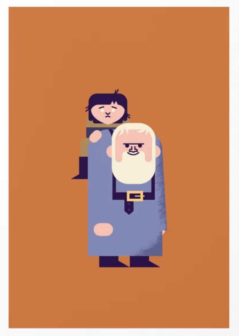 Hodor and Bran Stark, by Rebeca Cuesta.