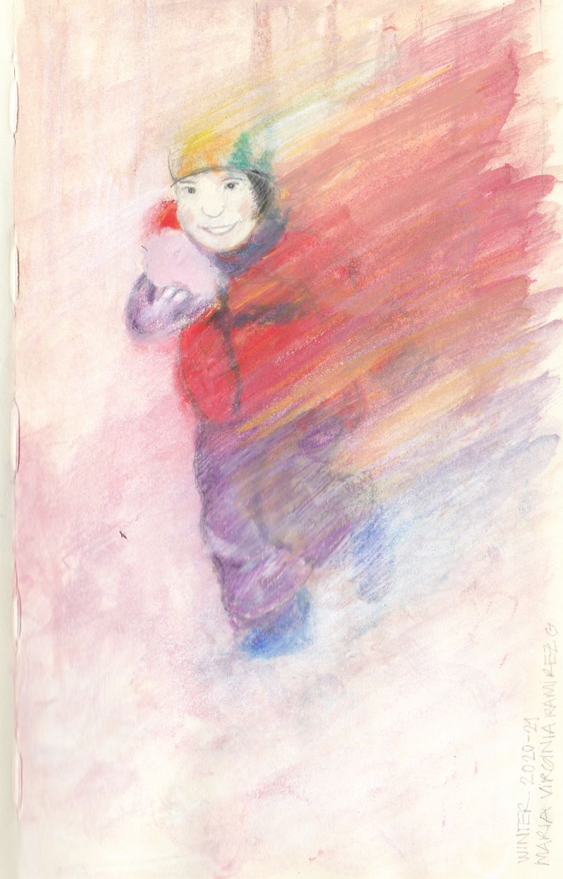 Emma Winter 2020-21, water soluble wax pastel and color pencil. Also graphite.