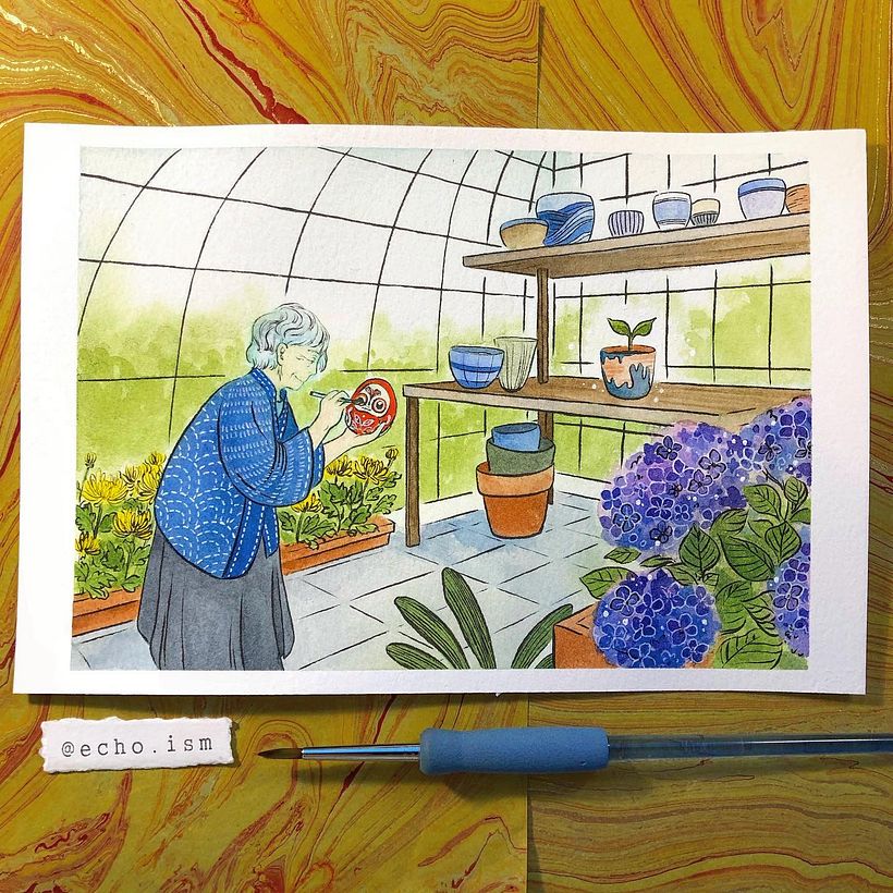 At Long Last, acrylic ink painting, 2020