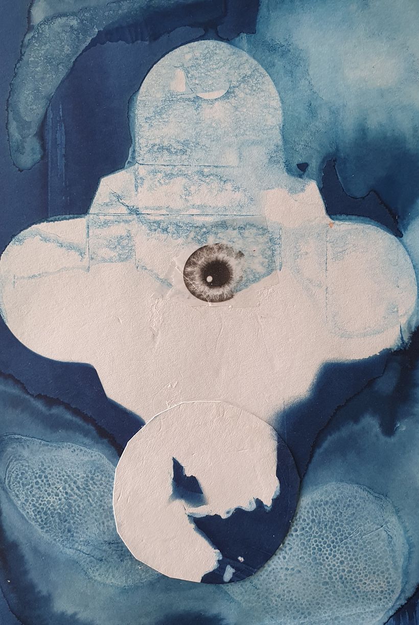 Collage on Cyanotype 0