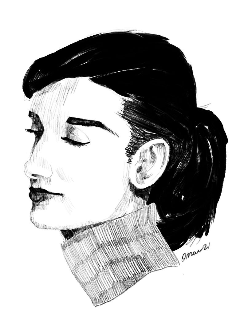 Un ejercicio de retrato respetando lineamientos que hay en un rostro pero imprimiendo un estilo propio