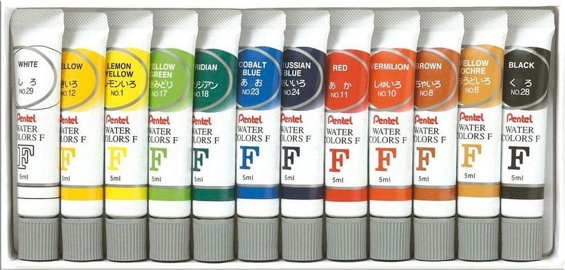 Juego de acuarelas Pentel WFRS (estudiante) de 12 colores.