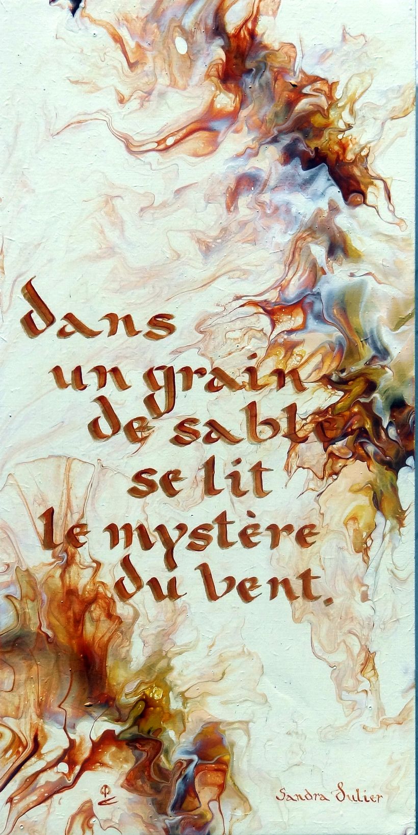 Calligraphie sur pouring (MDF 20x40cm)