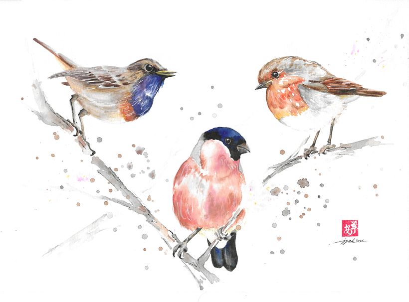 My project in Artistic Watercolor Techniques for Illustrating Birds course 1
