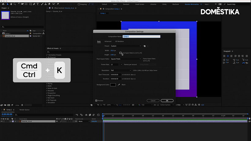 Define the size of your composition in pixels.