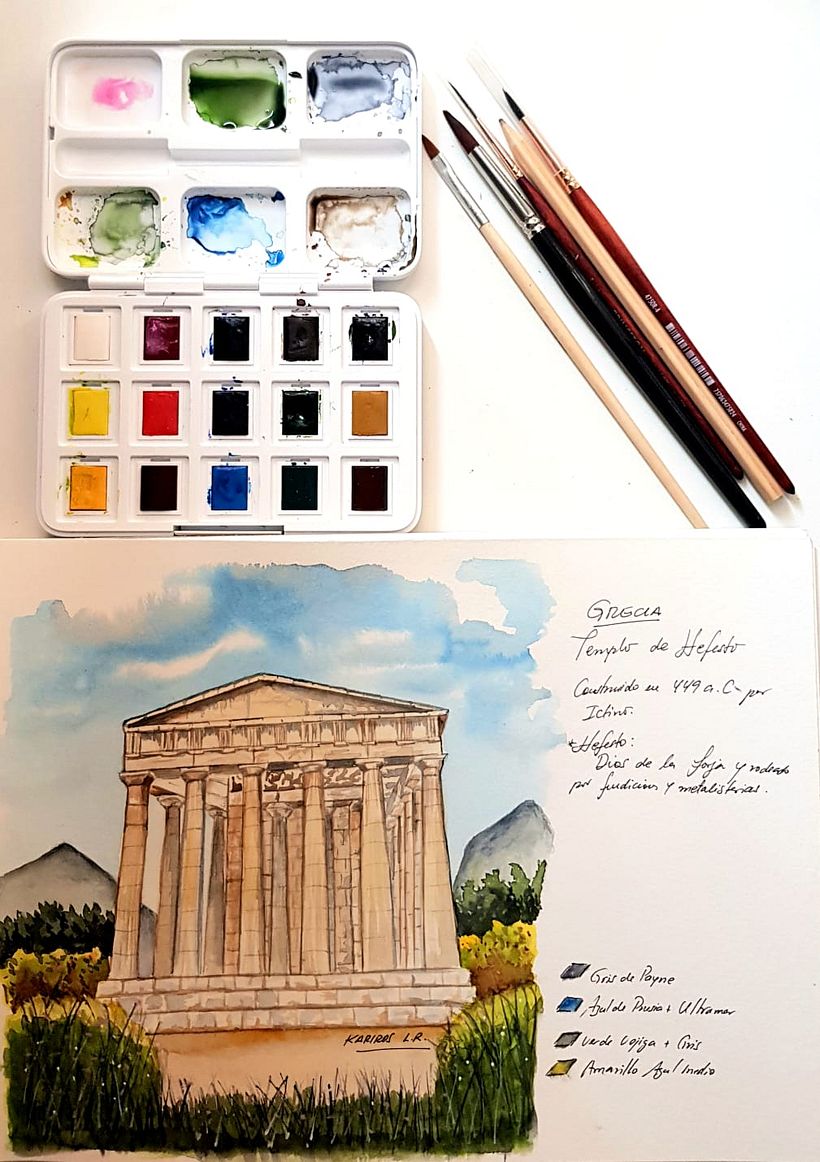 Mi Proyecto del curso: Cuaderno de viaje en acuarela _Grecia 1