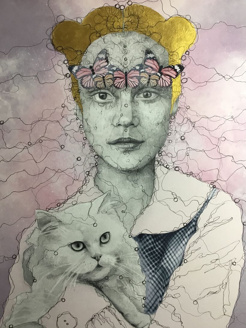 Niña filigrana con gato 0