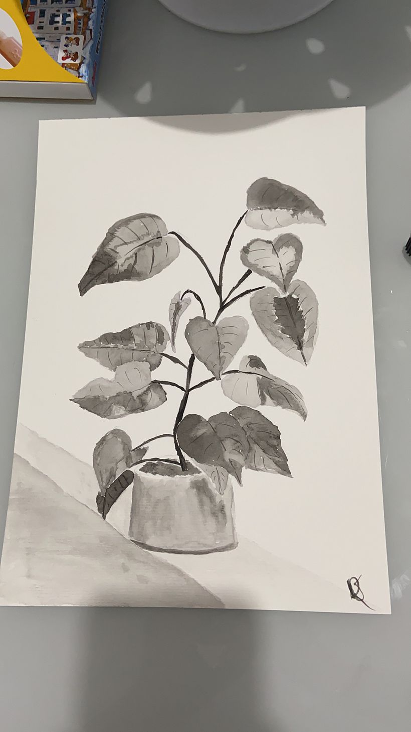 Primeira aquarela. Monocromática.