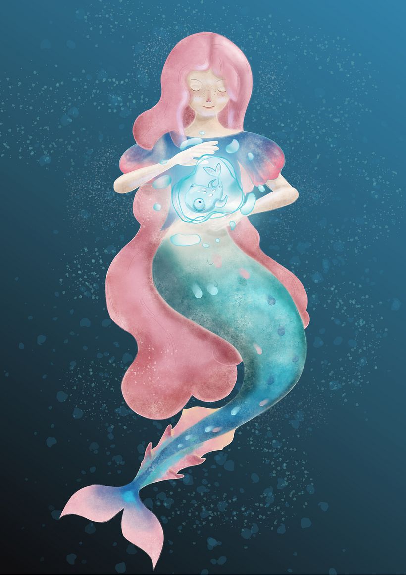Digital watercolor mermaid 0