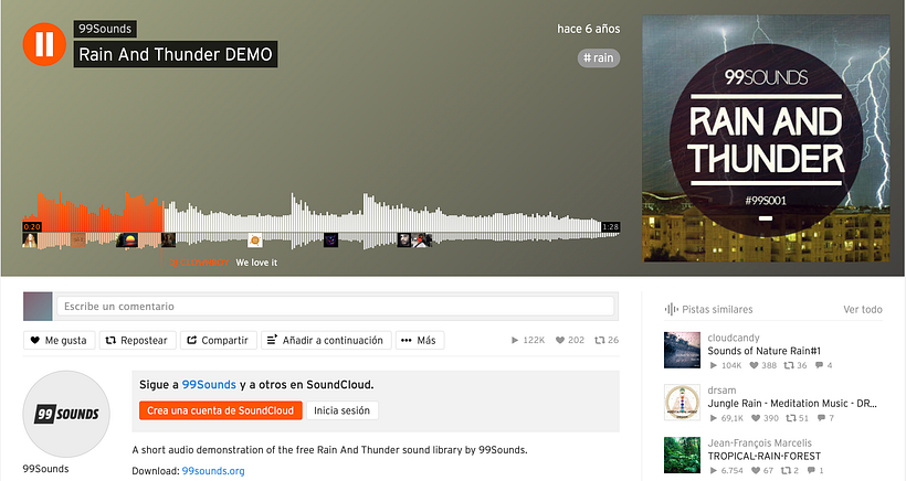 Sound effect demo on 99Sounds.