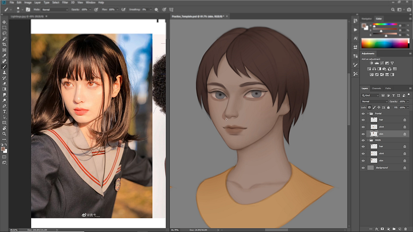 Add shadows under your character's nose, chin and mouth