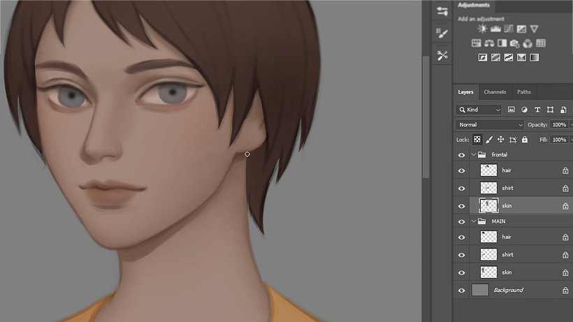 Apply shadows to the ear to give more depth to the design