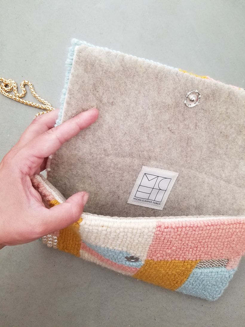 Embellished Punch Needle Clutch Purse 4