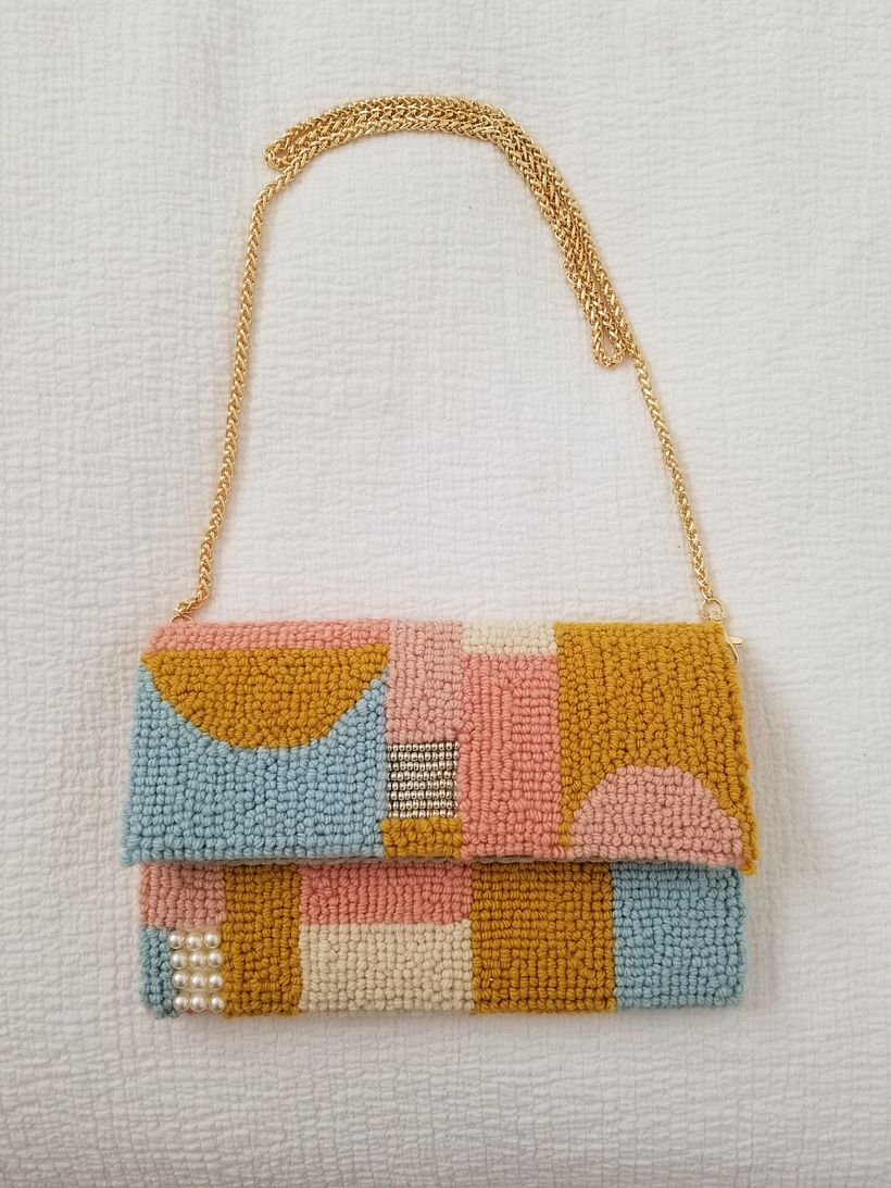 Embellished Punch Needle Clutch Purse 0