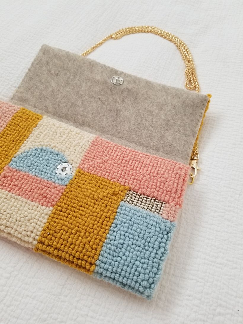 Embellished Punch Needle Clutch Purse 1