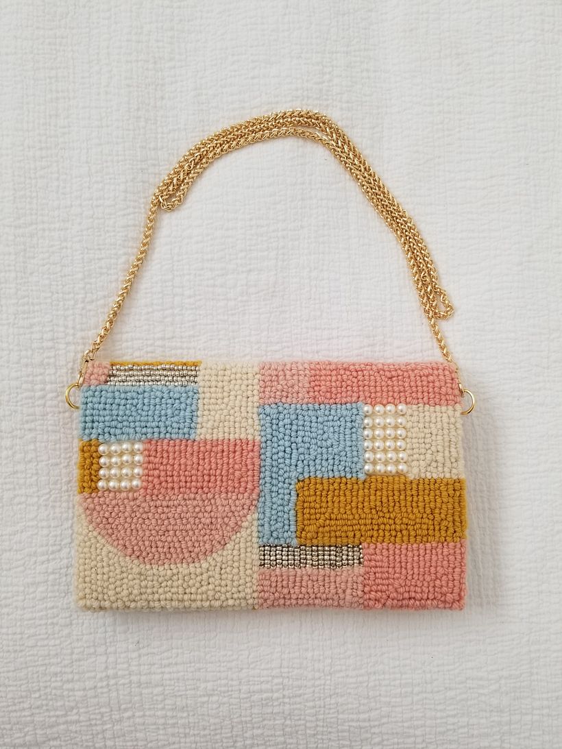 Embellished Punch Needle Clutch Purse 2