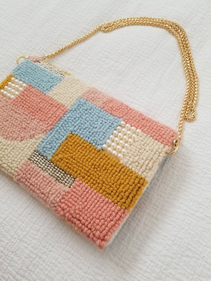 Embellished Punch Needle Clutch Purse 3