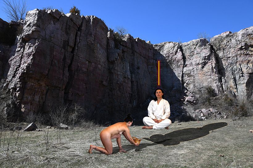 An offering is given to the monk