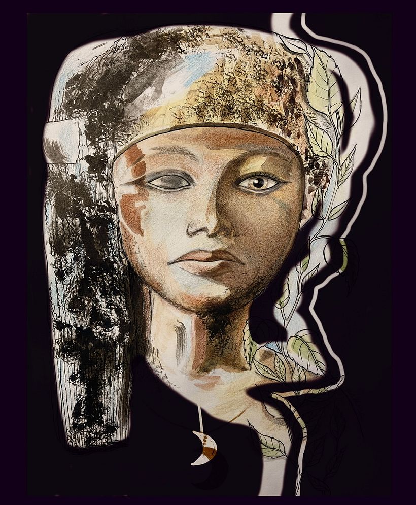 Egyptian princess (1340 ac) - ink, graphite, colored pencils and watercolor