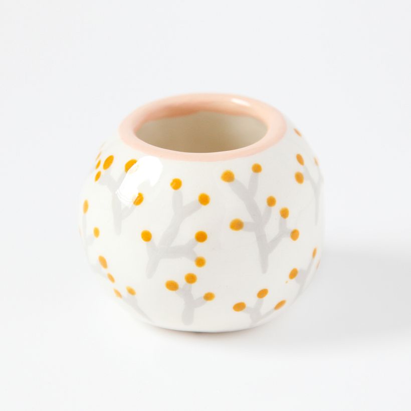 Mini vase, motif baies jaunes