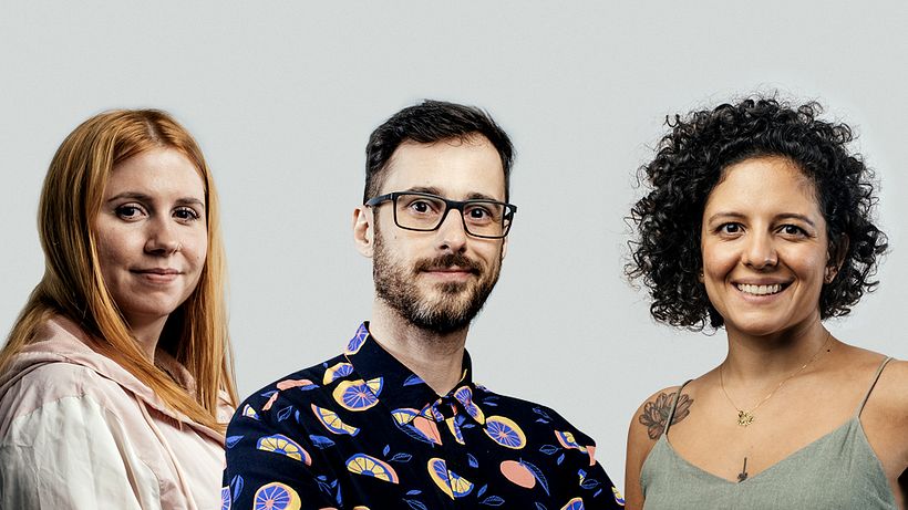 Brenda Bossato, Gilian Gomes e Juliana Mota, respectivamente, formam o júri Domestika
