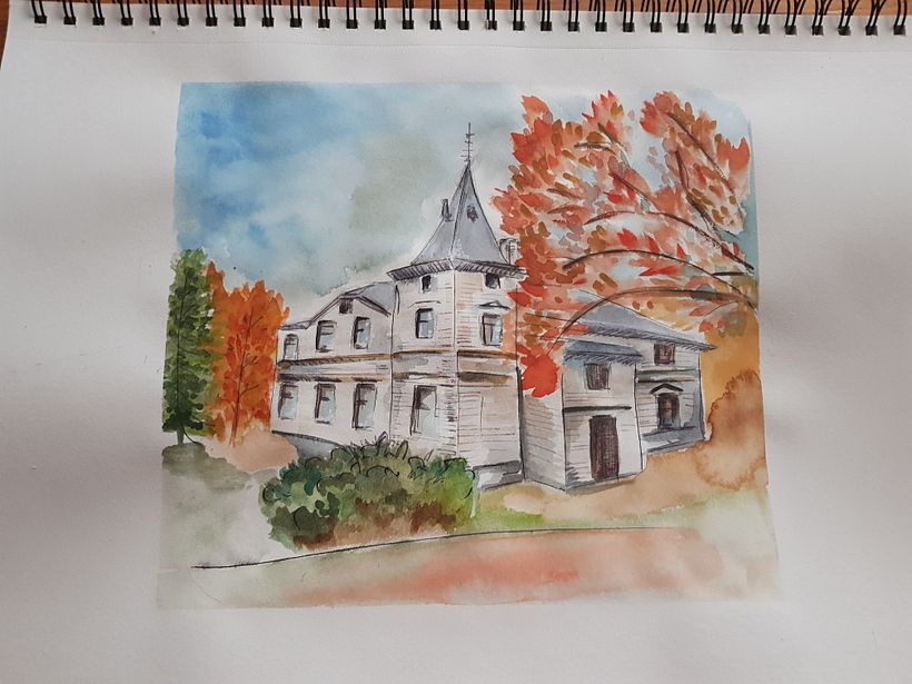 Tentative de mise en couleurs à l'encre (pinceau et plume)