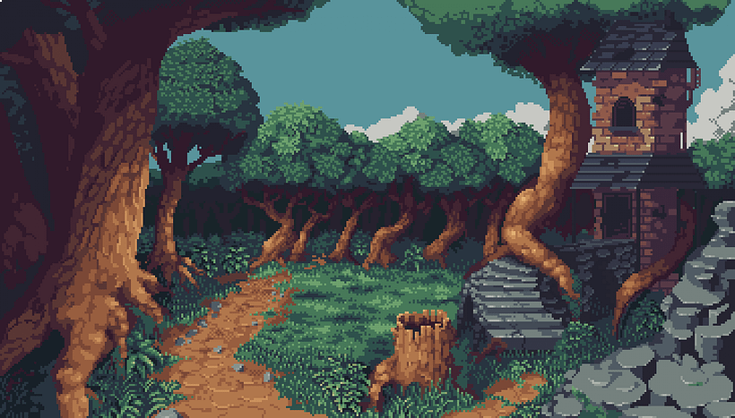 Escenario creado con Aseprite @Thoof4.