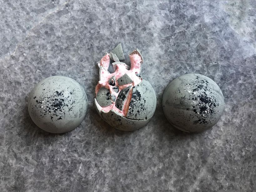 Splat. Concrete raspberry domes